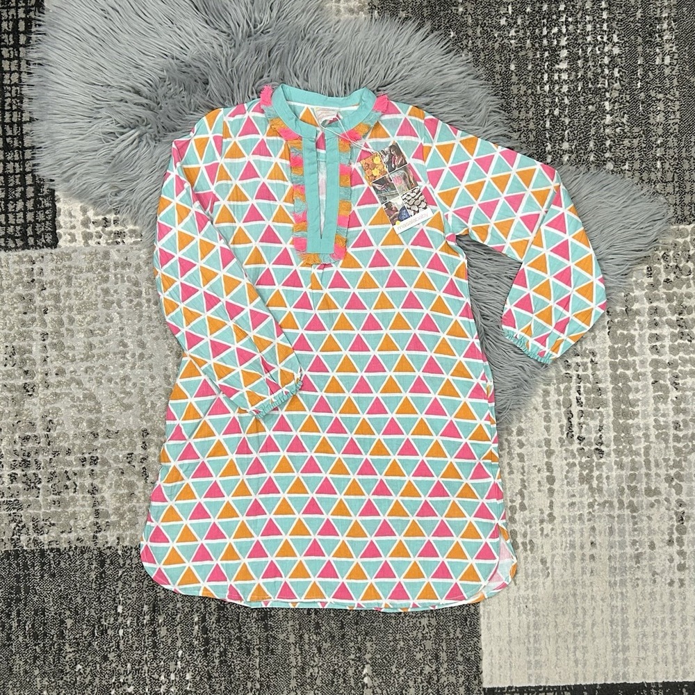 Masala Kids Girls Triangle Geometric Colorful‎ Fringe Dress Size 12Y